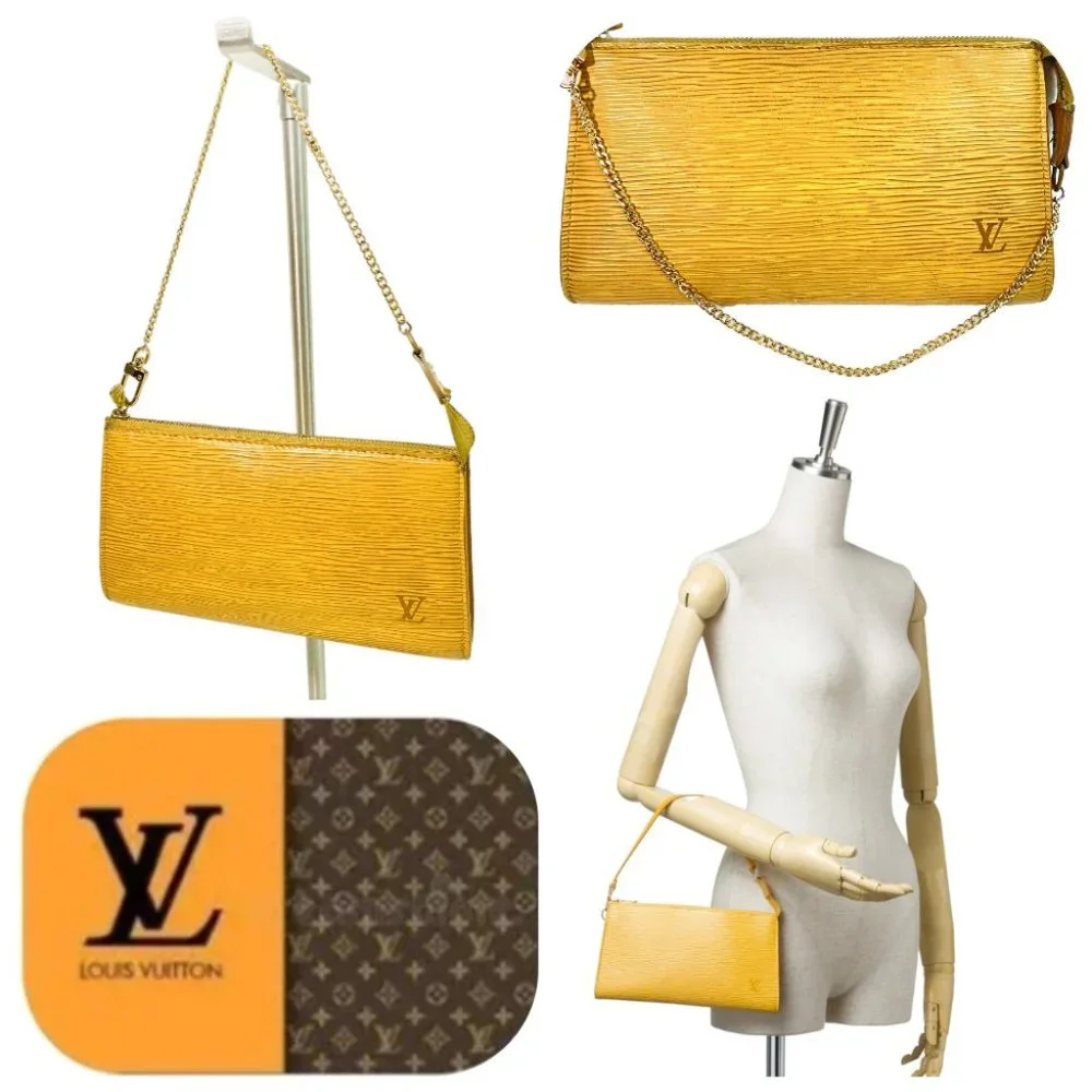 Auc Louis Vuitton vintage Yellow Epi Leather Pochette Clutch Bag